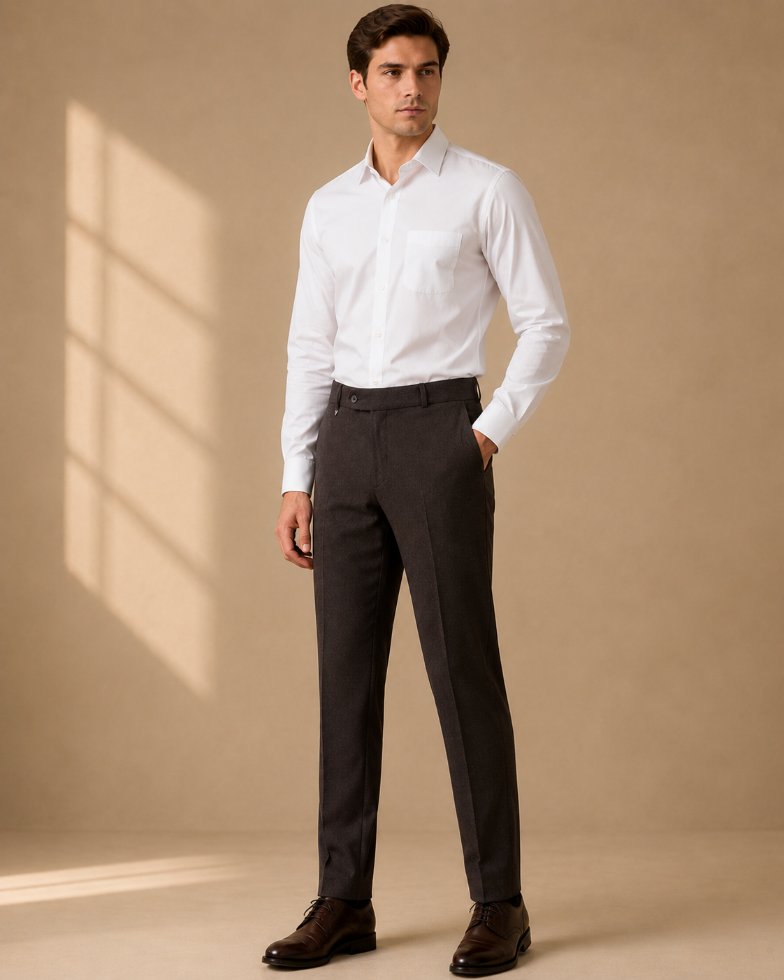AKAZ COSTA Men's Coffee Brown Trousers | Premium Dress Pants for Modern Men