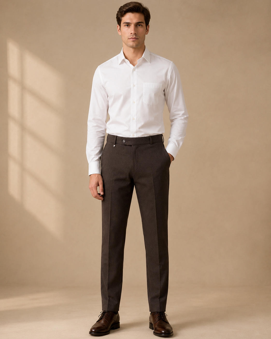 AKAZ COSTA Men's Coffee Brown Trousers | Premium Dress Pants for Modern Men