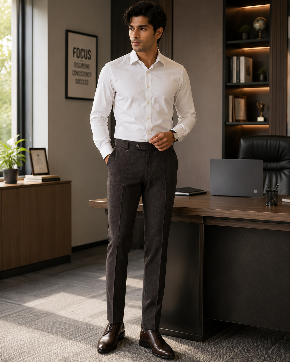 AKAZ COSTA Men's Coffee Brown Trousers | Premium Dress Pants for Modern Men