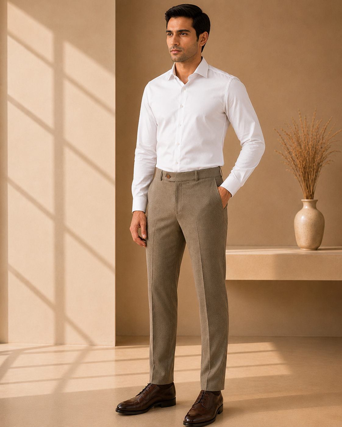 AKAZ COSTA Men's Khaki Trousers | Premium Smart Casual & Formal Pants for Men
