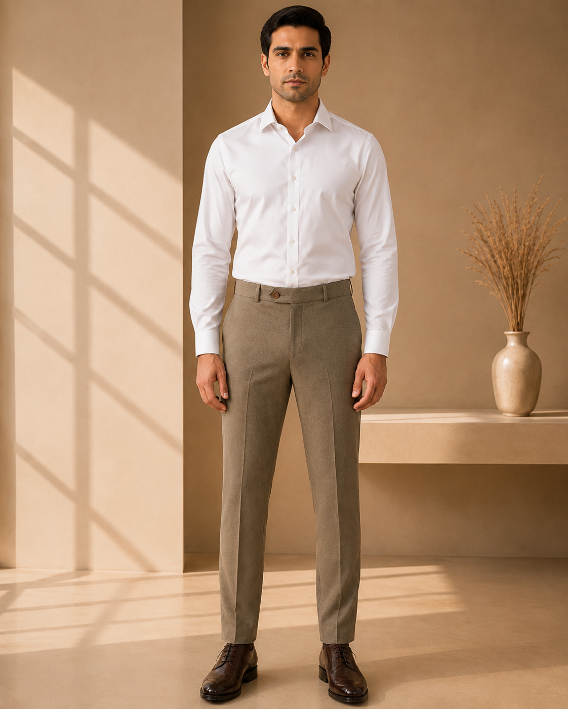 AKAZ COSTA Men's Khaki Trousers | Premium Smart Casual & Formal Pants for Men