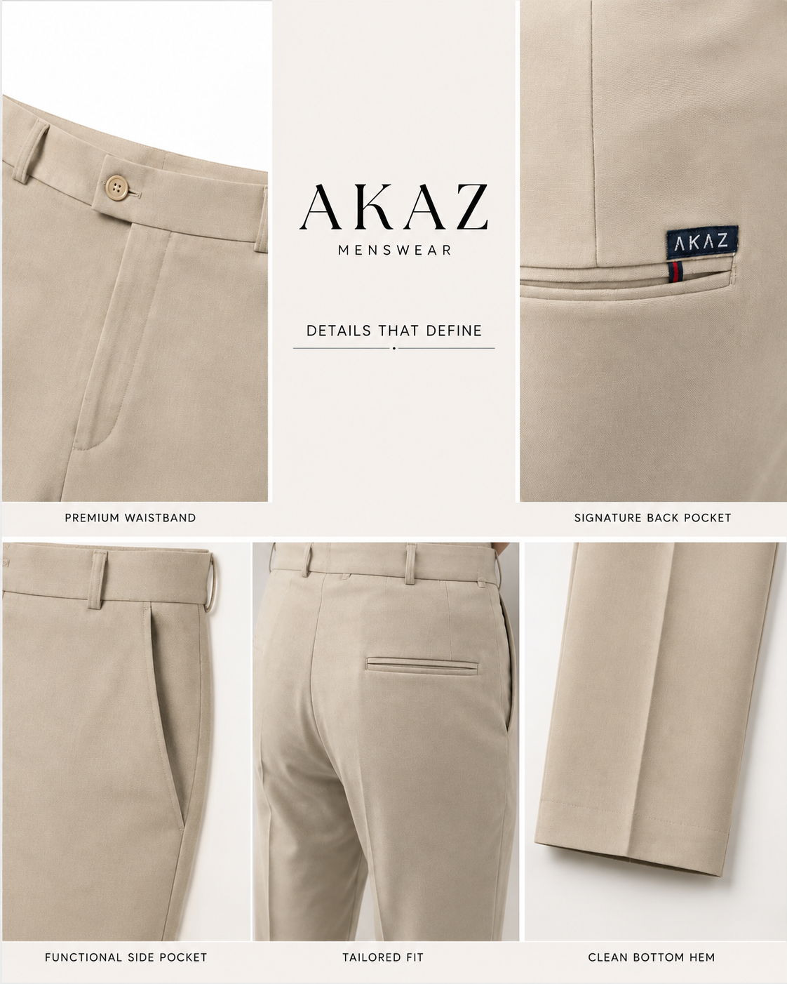 AKAZ FUJI Men's Premium Formal Trousers | Tailored Fit Pants