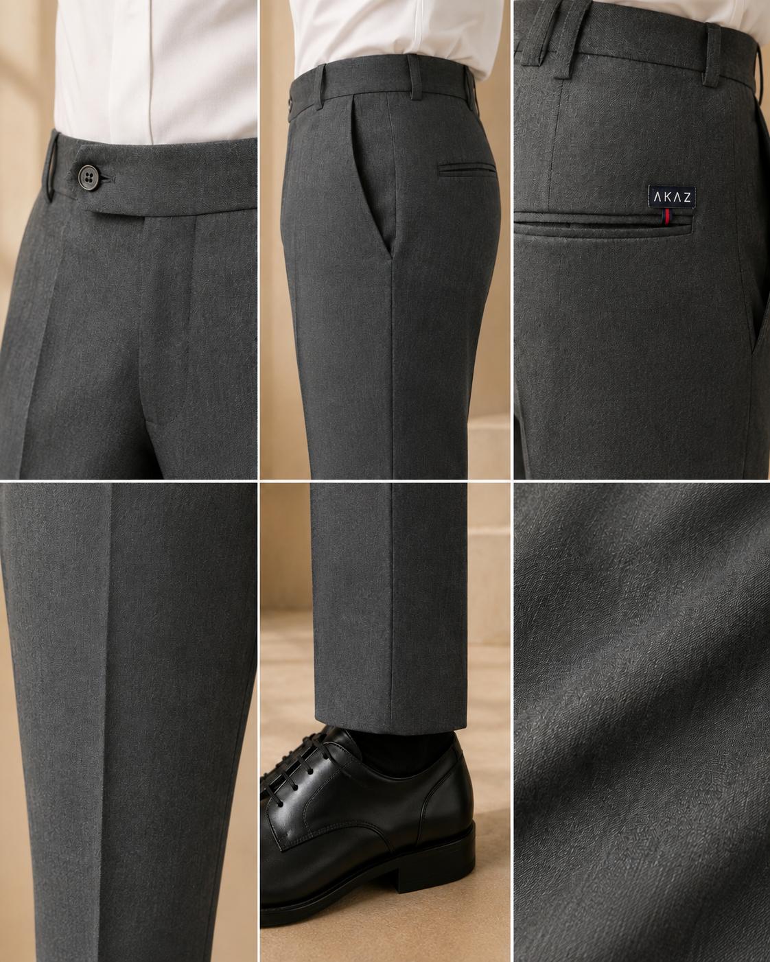 AKAZ FUJI Men's Premium Formal Trousers | Tailored Fit Pants