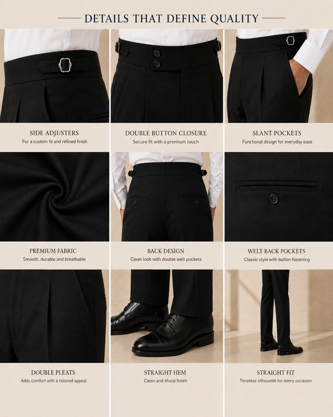 AKAZ Gurkha Straight Fit Men's Trousers | Premium Formal Pants