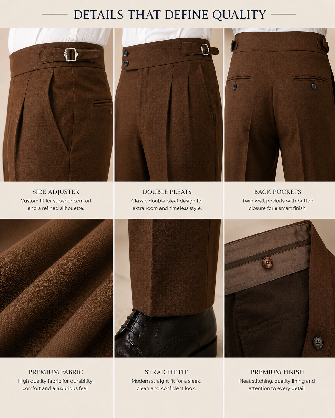 AKAZ Gurkha Straight Fit Men's Trousers | Premium Formal Pants