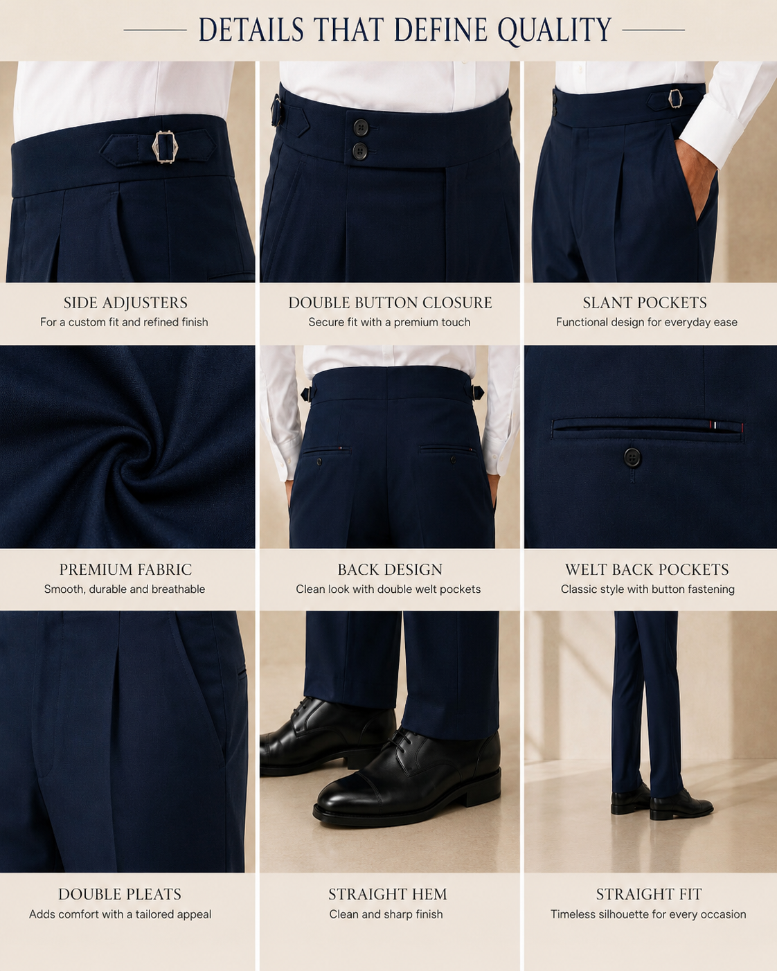 AKAZ Gurkha Straight Fit Men's Trousers | Premium Formal Pants