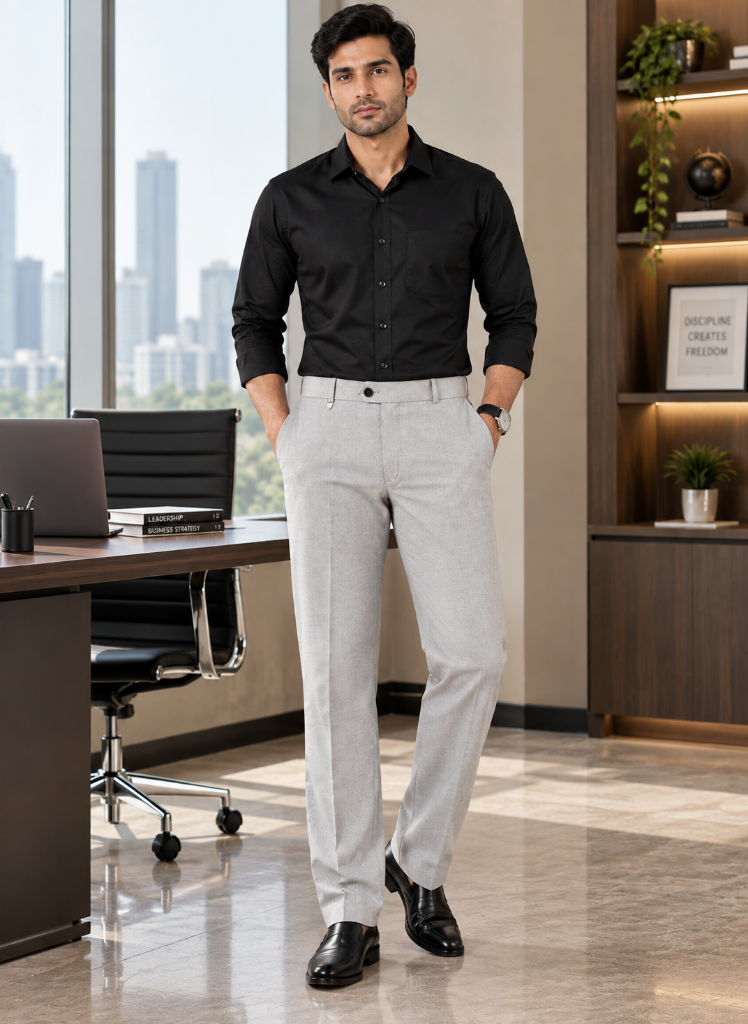 AKAZ MILAN Men's Regular Fit Trousers | Premium Formal Dress Pants for Modern Men
