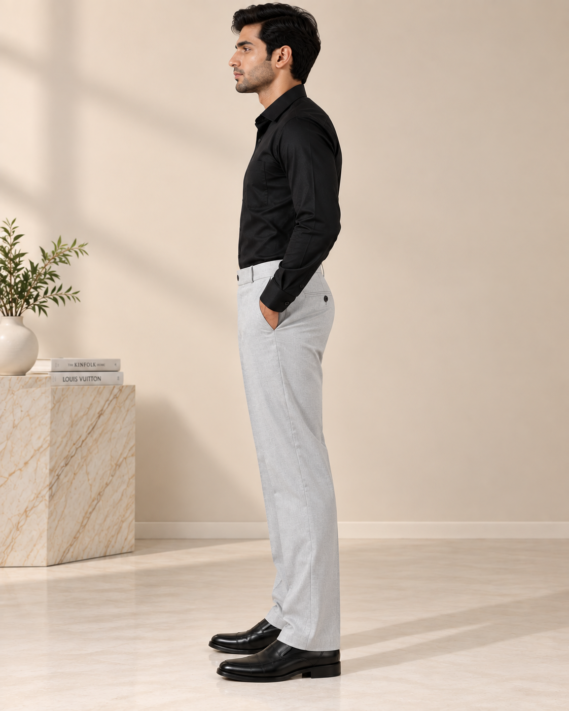 AKAZ MILAN Men's Regular Fit Trousers | Premium Formal Dress Pants for Modern Men