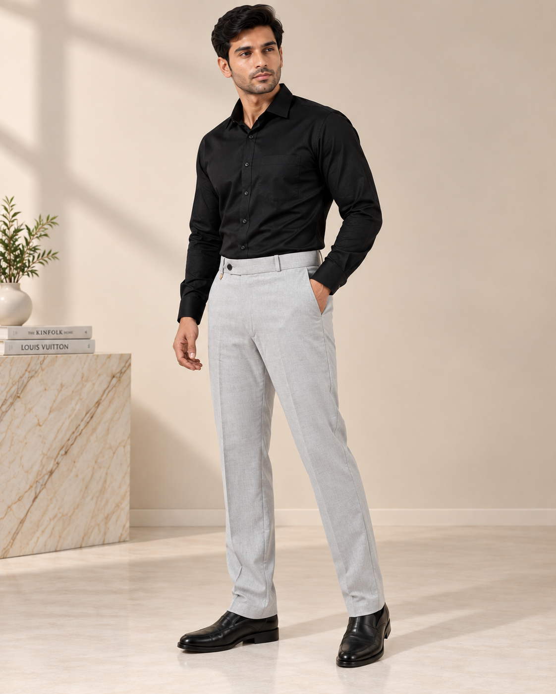 AKAZ MILAN Men's Regular Fit Trousers | Premium Formal Dress Pants for Modern Men