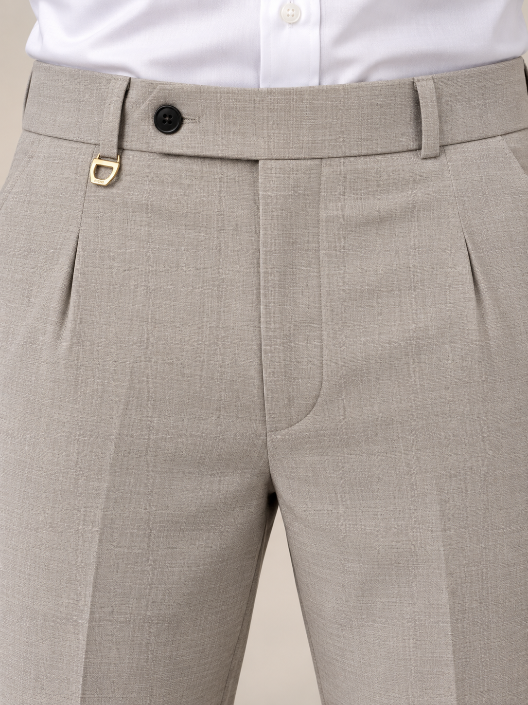 AKAZ MILAN Men's Beige Formal Trousers | 4 Way Stretch Fabric