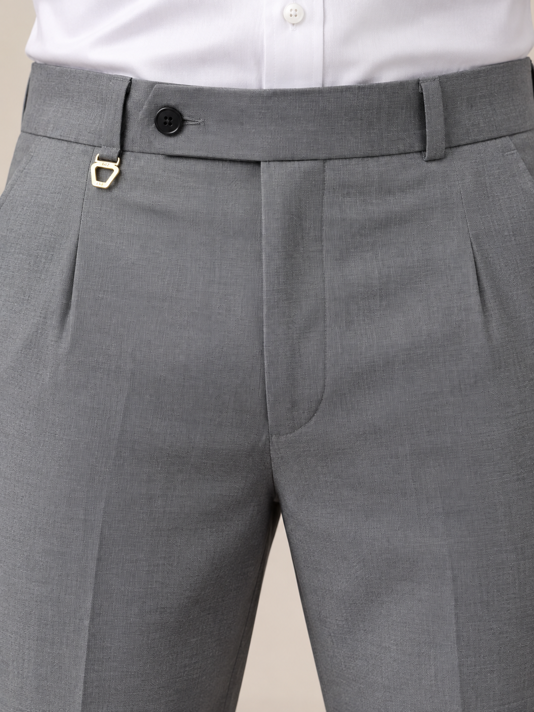 AKAZ MILAN Men's Grey Regular Fit Trousers | Premium Dress Pants for Modern Men