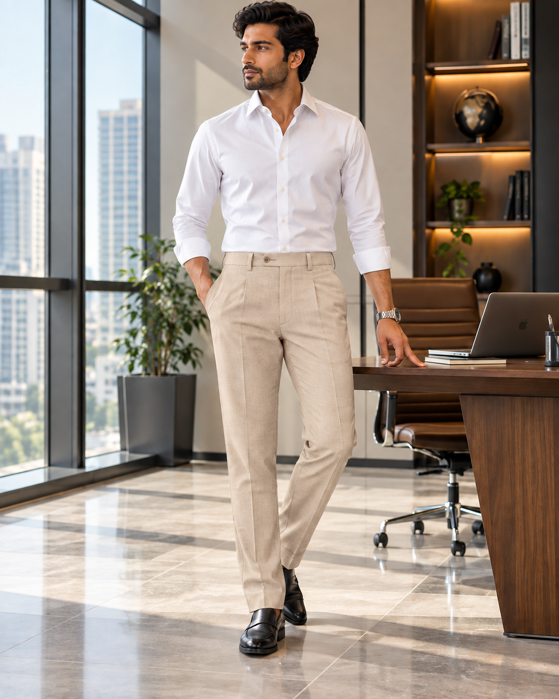 AKAZ MONACO Men's Premium Formal Trousers | Regular Fit Dress Pants