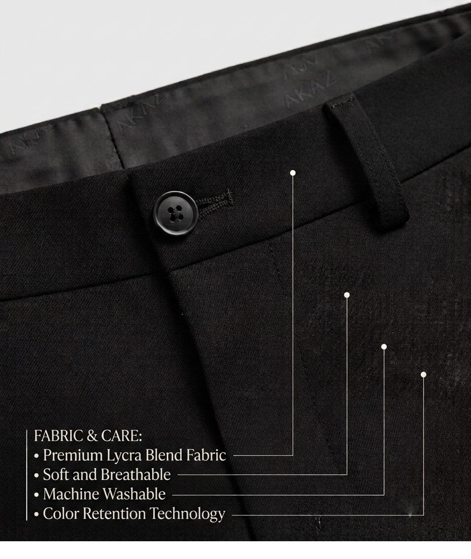 AKAZ Premium Black Bootcut Trouser | Stretch Comfort Formal Pant