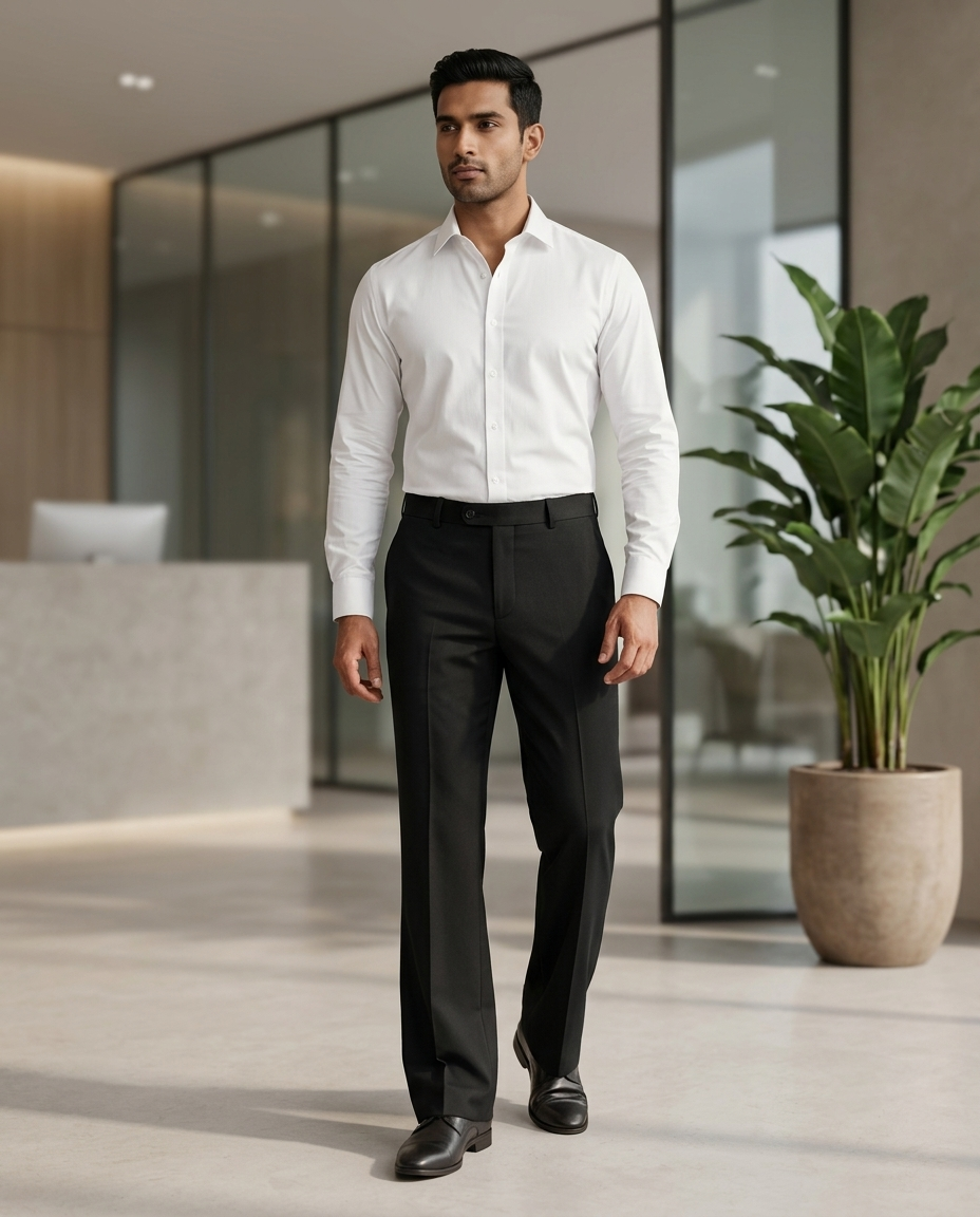 AKAZ Premium Black Bootcut Trouser | Stretch Comfort Formal Pant