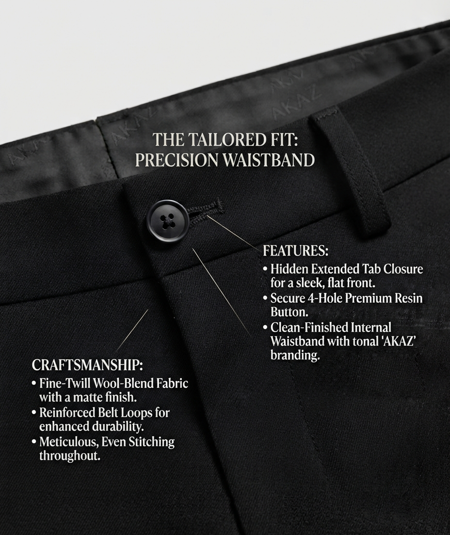 AKAZ Premium Black Bootcut Trouser | Stretch Comfort Formal Pant