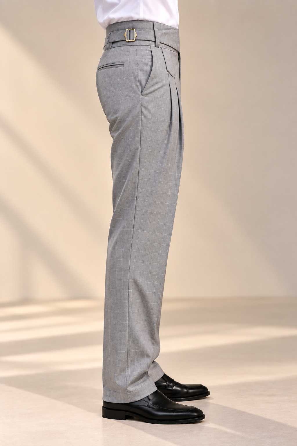 AKAZ SPAIN Men's Grey Gurkha Style Formal Trousers | Tailored Pants for Office & Business Wear