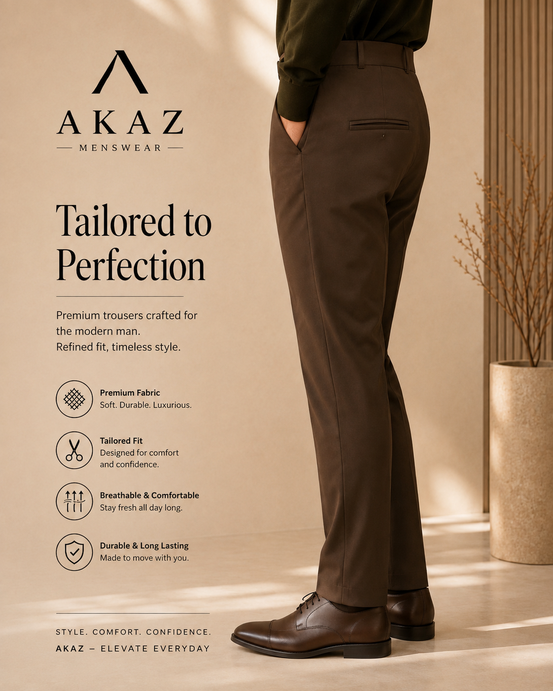 SUPRA 8-Way Stretch Men's Formal Trousers | Premium Comfort Fit Pants