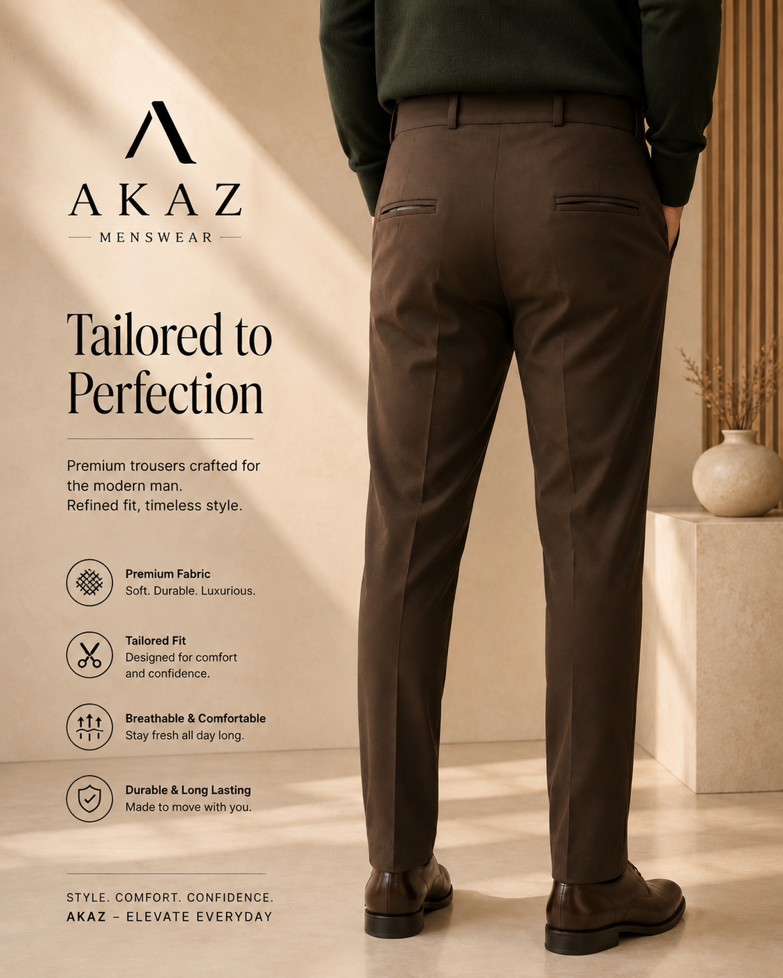 SUPRA 8-Way Stretch Men's Formal Trousers | Premium Comfort Fit Pants