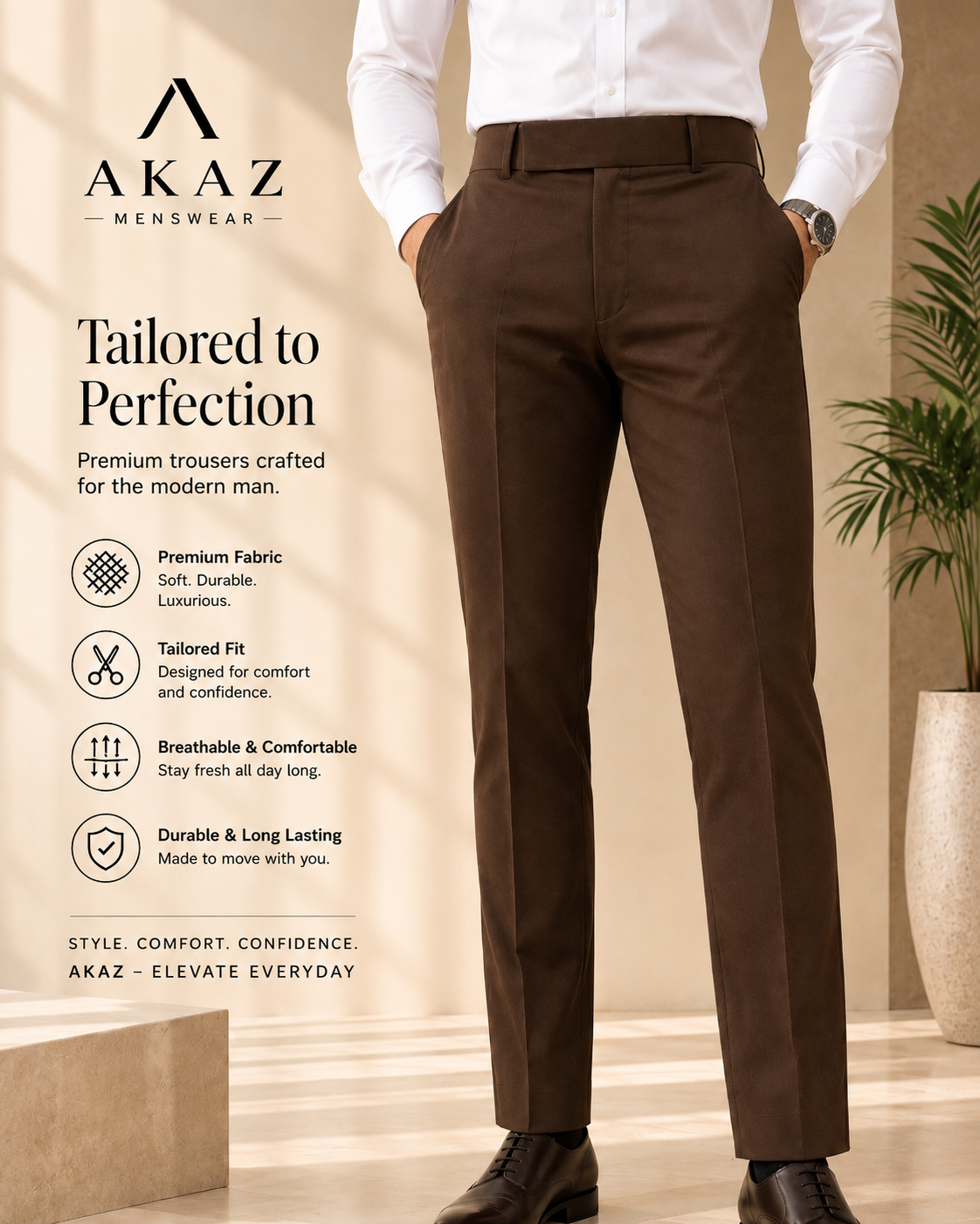 SUPRA 8-Way Stretch Men's Formal Trousers | Premium Comfort Fit Pants