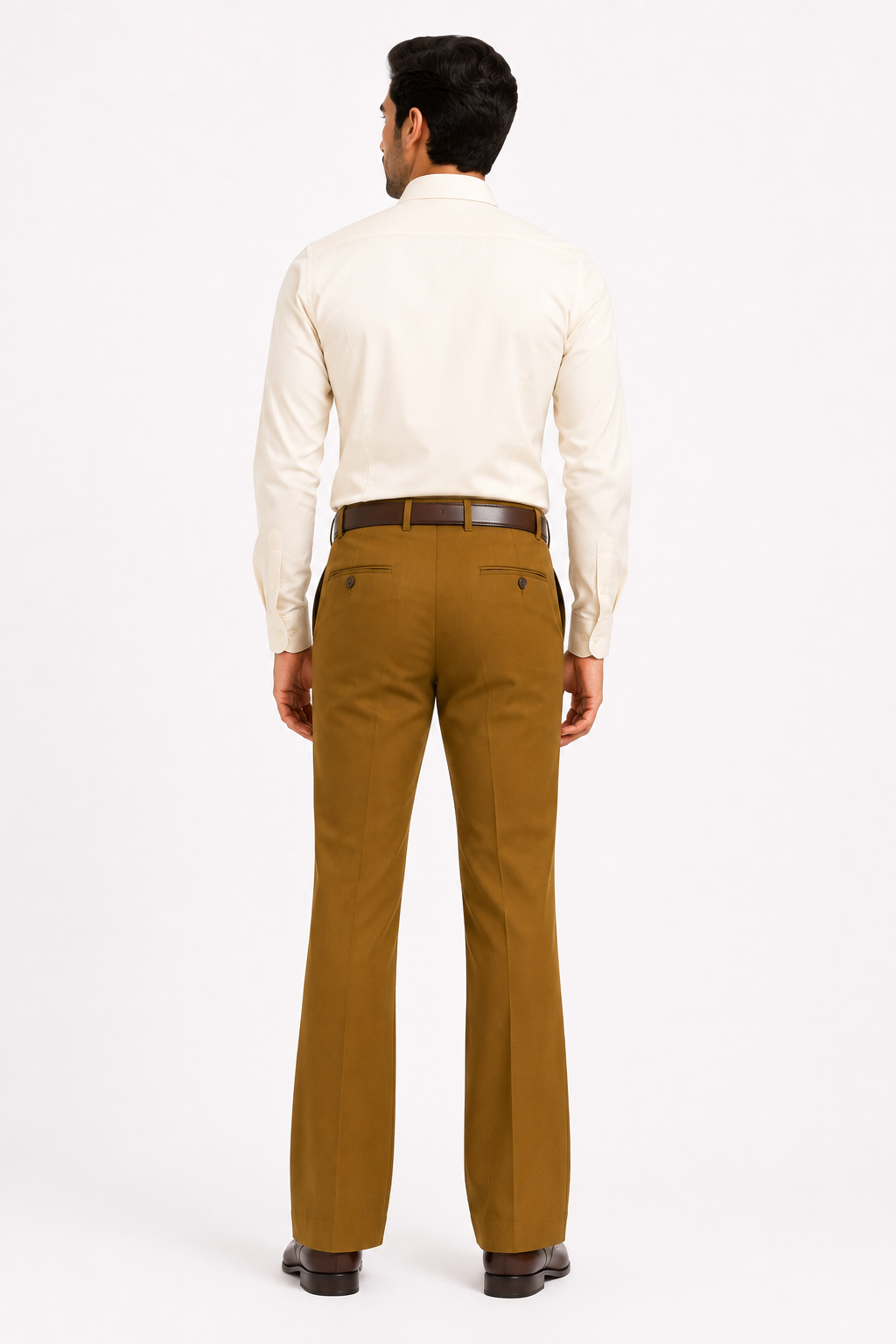 AKAZ Premium Brown Trousers for Men | Stretch Bootcut Business Casual Pants
