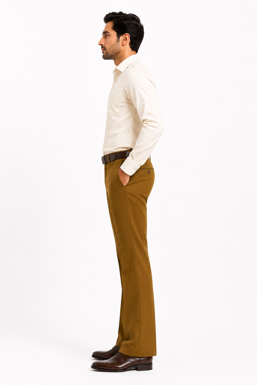 AKAZ Premium Brown Trousers for Men | Stretch Bootcut Business Casual Pants