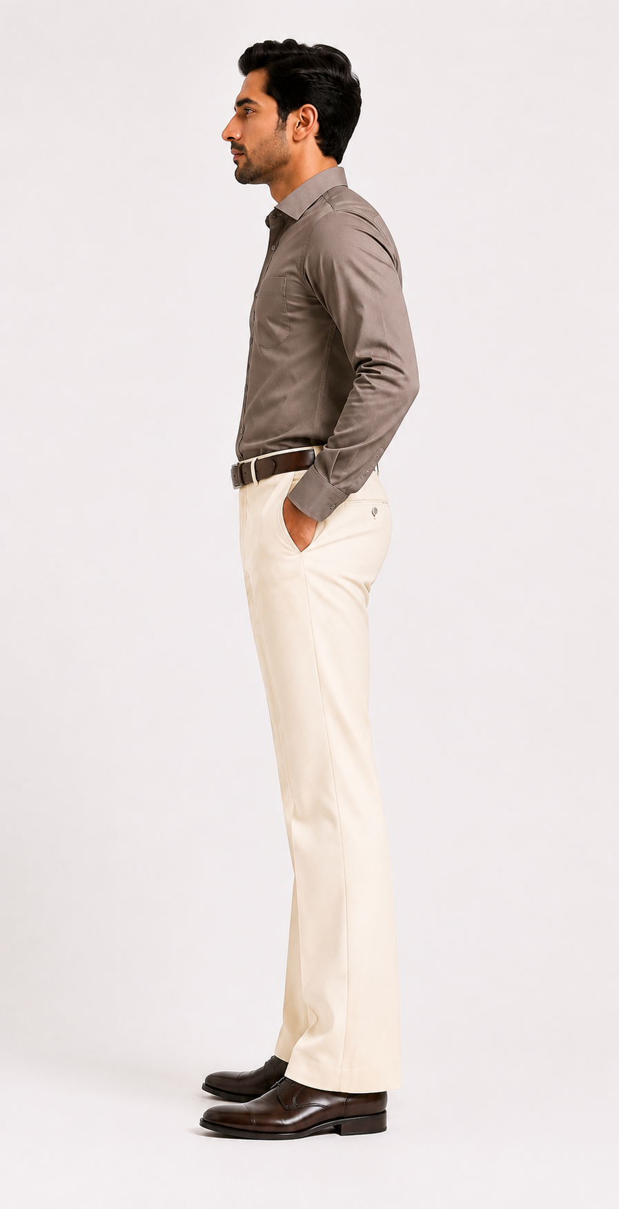 Premium Cream Bootcut Trousers for Men | Wedding & Formal Pants