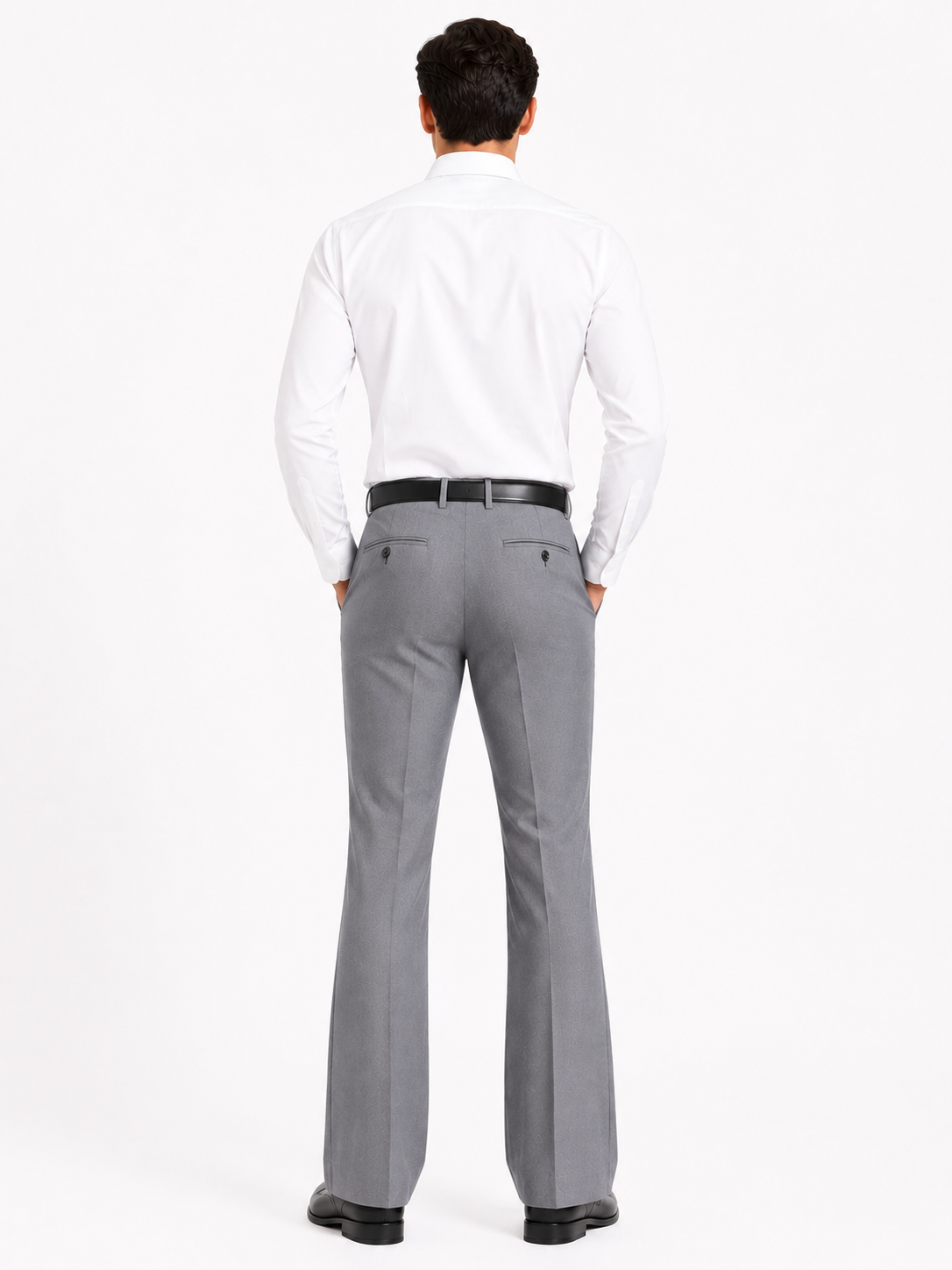 AKAZ Premium Light Grey Dress Pants for Men | Tailored Stretch Bootcut Trousers