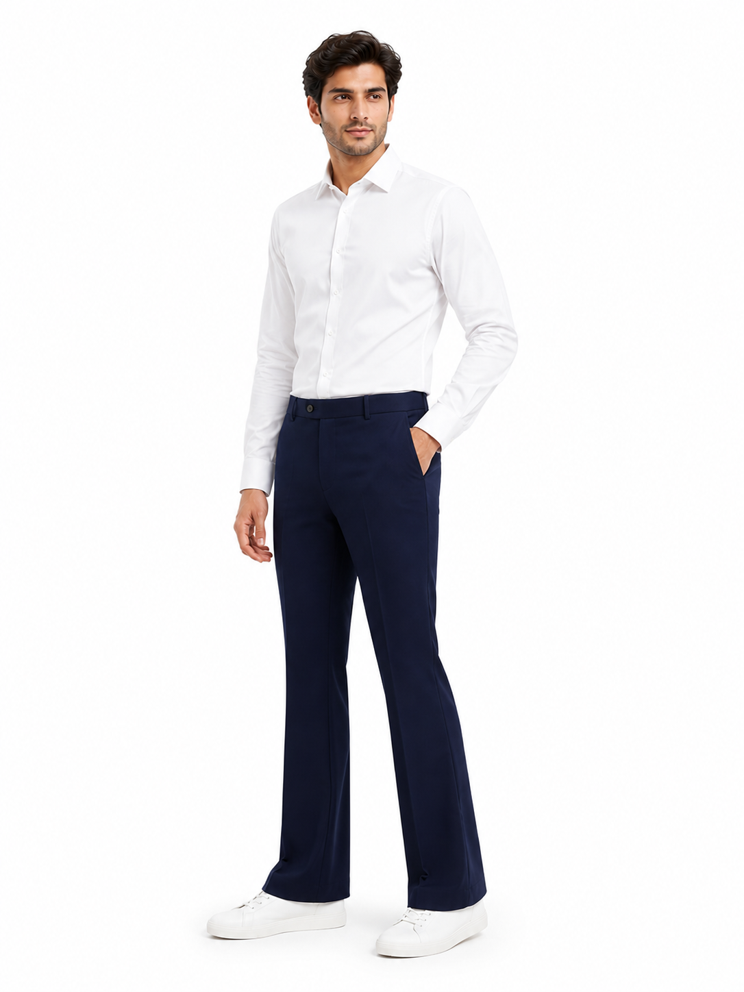 AKAZ Premium Navy Formal Pants for Men | Stretch Office Trouser | Bootcut Fit