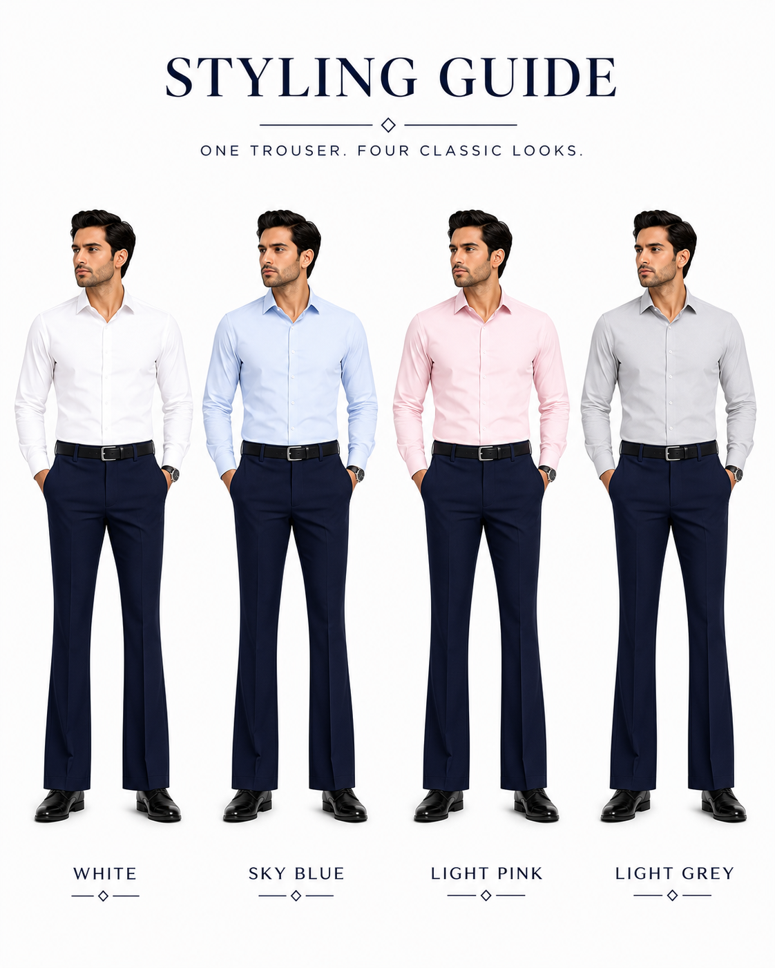 AKAZ Premium Navy Formal Pants for Men | Stretch Office Trouser | Bootcut Fit