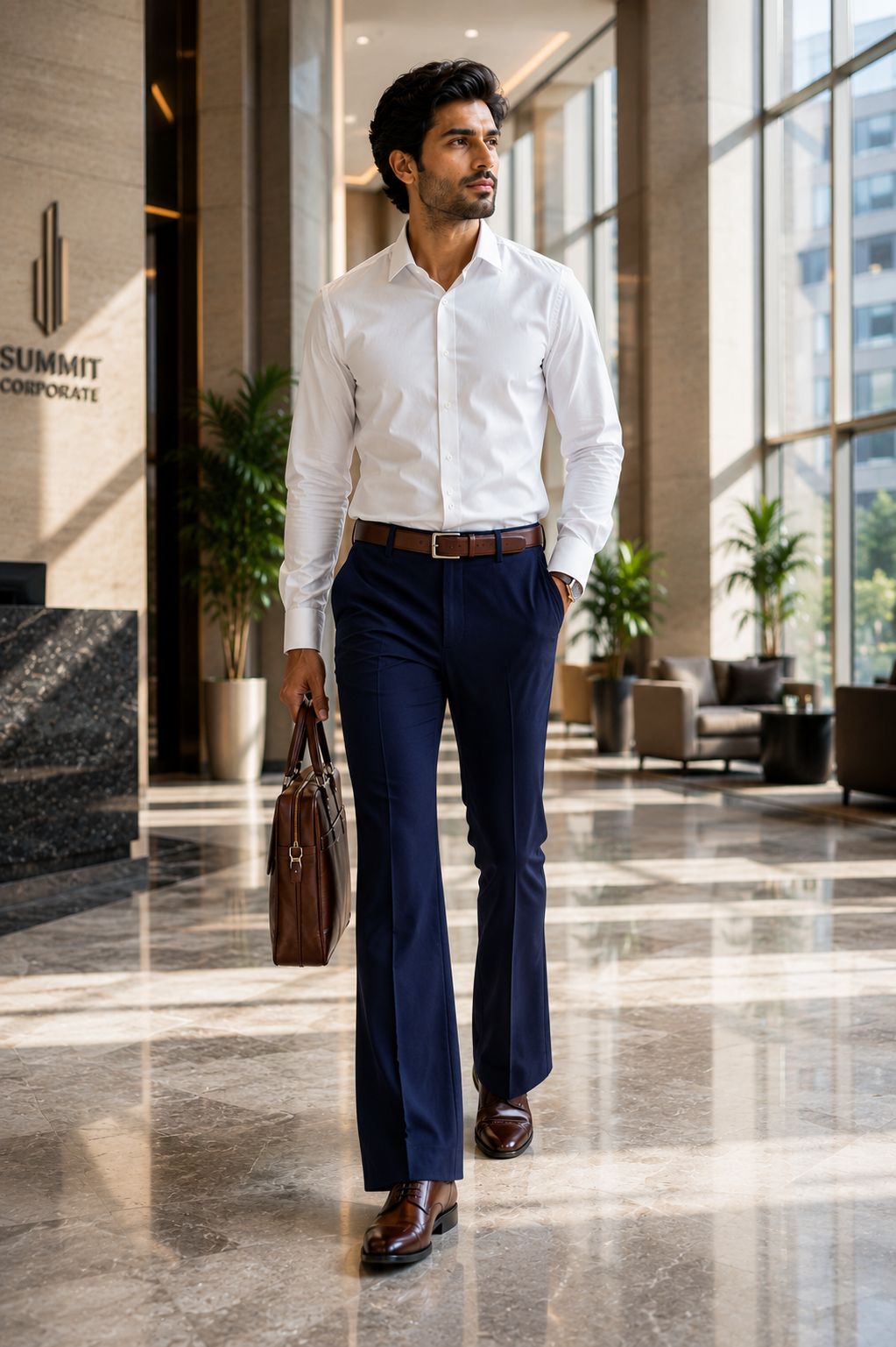 AKAZ Premium Navy Formal Pants for Men | Stretch Office Trouser | Bootcut Fit